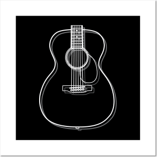 Concert Style Acoustic Guitar Body Outline Dark Theme Posters and Art